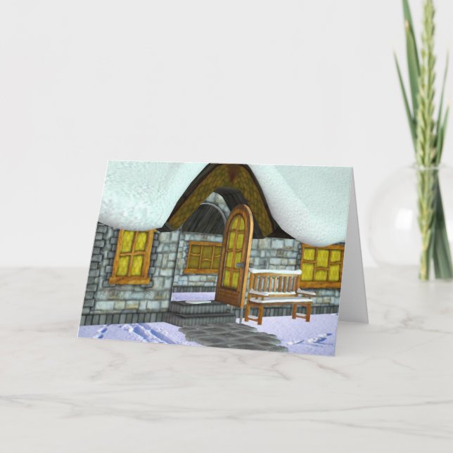 Cartes Pour Fêtes Annuelles chalet à neige (Devant)
