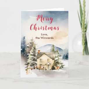 Cartes Pour Fêtes Annuelles Chalet de vacances d'hiver Joyeux Noël