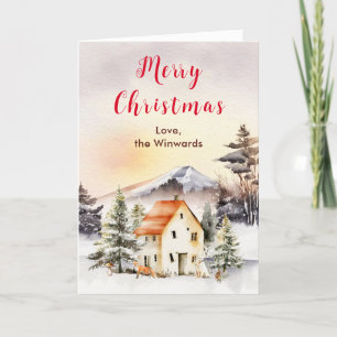 Cartes Pour Fêtes Annuelles Chalet de vacances d'hiver Joyeux Noël