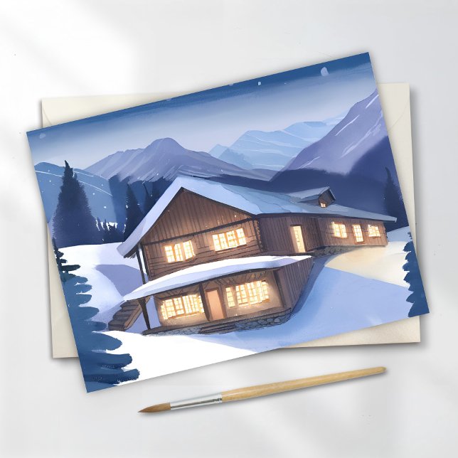 Cartes Pour Fêtes Annuelles Chalet d'hiver (Créateur téléchargé)