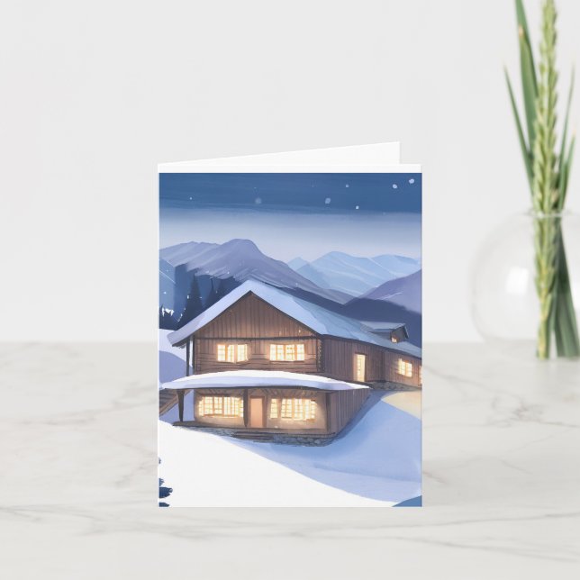 Cartes Pour Fêtes Annuelles Chalet d'hiver (Devant)