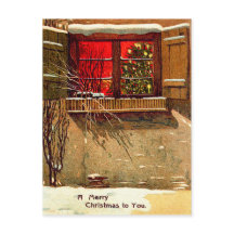 Chalet d'hiver bougie Fenêtre Arbre de Noël