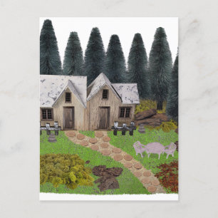 Cartes Pour Fêtes Annuelles Chalet rustique avec pierres de pas pour le camp d