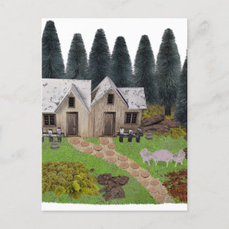 Cartes Pour Fêtes Annuelles Chalet rustique avec pierres de pas pour le camp d