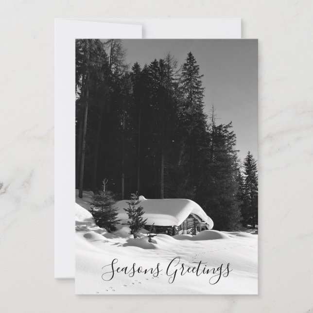 Cartes Pour Fêtes Annuelles Chalet Suisse Dans La Neige (Devant)