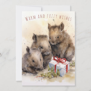 Cartes Pour Fêtes Annuelles Chaleureux et Fuzzy Wombat Christmas Card