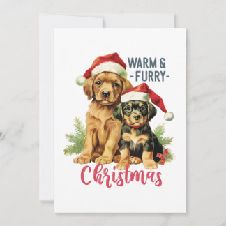 Cartes Pour Fêtes Annuelles Chaleureux & Furry Noël 2023 Chien Vintage Animaux