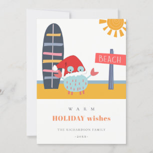 Cartes Pour Fêtes Annuelles Chaleureux Noël en Juillet Plage Sable Crabe