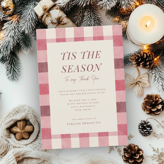 Cartes Pour Fêtes Annuelles Chaleureux Pastel Plaid Petite entreprise de burea (Créateur téléchargé)