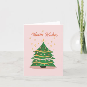 Cartes Pour Fêtes Annuelles Chaleureux Pastel Rose Retro Arbre de Noël