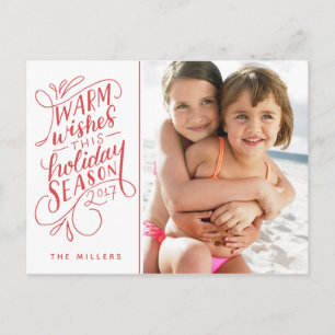 Cartes Pour Fêtes Annuelles Chaleureux Souhaits Cette Main De Vacances Lettré