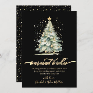 Cartes Pour Fêtes Annuelles Chaleureux Souhaits Chic Gold Script Tree Non Phot