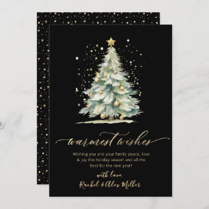 Cartes Pour Fêtes Annuelles Chaleureux Souhaits Chic Gold Script Tree Non Phot