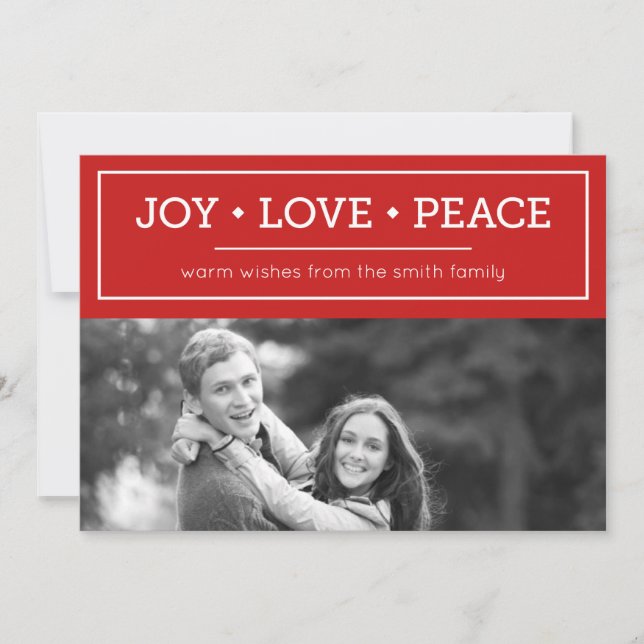 Cartes Pour Fêtes Annuelles Chaleureux Souhaits Jove Love Peace Red Holiday Ph (Devant)