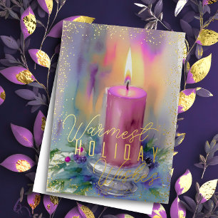 Cartes Pour Fêtes Annuelles Chaleureux Vacances Aquarelle Bougie