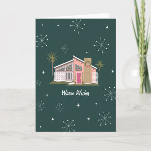 Cartes Pour Fêtes Annuelles Chaleureux Warm Wire Midsiècle Maison rose Noël
