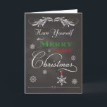 Cartes Pour Fêtes Annuelles Chalkboard - Ayez-vous un joyeux et un Christ bril<br><div class="desc">Carte de vacances en damier branchée avec des flocons de neige et "Ayez-vous un Joyeux Noël brillant" sur le devant...  Conçu par Simply Put by Robn; graphisme de Free Photoshop Org</div>