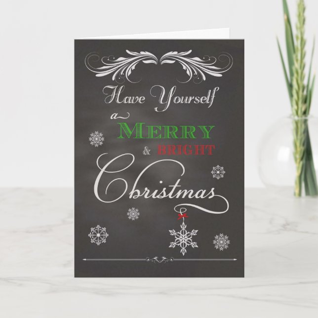 Cartes Pour Fêtes Annuelles Chalkboard - Ayez-vous un joyeux et un Christ bril (Devant)