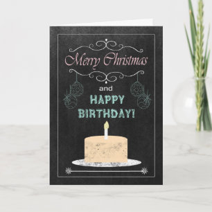 Cartes Pour Fêtes Annuelles Chalkboard Birthday on Christmas Card