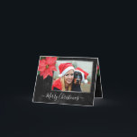 Cartes Pour Fêtes Annuelles Chalkboard Botanique Joyeux Noël Photo<br><div class="desc">Elégante Poinsettia avec Chalkboard arrière - plan et Cadres d'argent Noël Carte de vacances que vous pouvez customiser avec votre propre nom et photos. Veuillez remplacer les photos par les vôtres. Photo avec l'aimable autorisation de https://pixabay.com/es/users/yamabsm-1300729/</div>