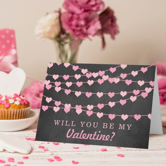 Cartes Pour Fêtes Annuelles Chalkboard Chaîne d'amour Heureuse Sainte-Valentin (Créateur téléchargé)