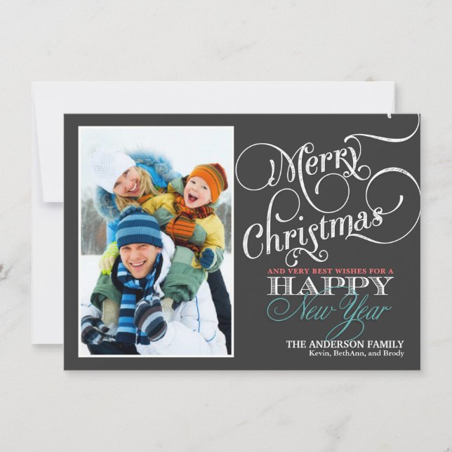 Cartes Pour Fêtes Annuelles Chalkboard Christmas Holiday Photo Flat Card (Devant)