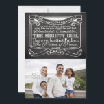 Cartes Pour Fêtes Annuelles Chalkboard Écriture Noël<br><div class="desc">Personnalisez cet article de Noël Bible Verse avec Écriture de Passage d'Ésaïe 9:6... Un Fils nous est donné : Et son nom sera appelé Merveilleux, Conseiller, LE DIEU PUISSANT, Le Père éternel, Le Prince de la Paix. ~Isaïe 9:6 Tableau noir et gris foncé avec un texte blanc graphique fait un...</div>