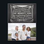 Cartes Pour Fêtes Annuelles Chalkboard Écriture Noël<br><div class="desc">Personnalisez cet article de Noël Bible Verse avec Écriture de Passage d'Ésaïe 9:6... Un Fils nous est donné : Et son nom sera appelé Merveilleux, Conseiller, LE DIEU PUISSANT, Le Père éternel, Le Prince de la Paix. ~Isaïe 9:6 Tableau noir et gris foncé avec un texte blanc graphique fait un...</div>