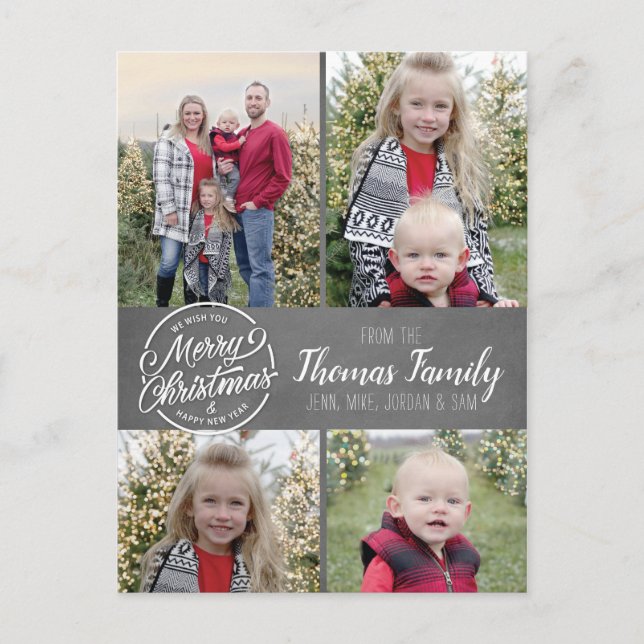 Cartes Pour Fêtes Annuelles Chalkboard Farmhouse Russe Christmas Photo Card (Devant)