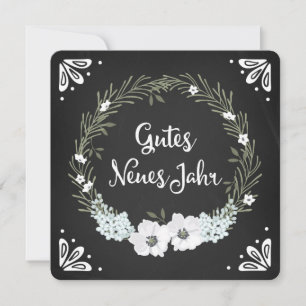 Cartes Pour Fêtes Annuelles Chalkboard Floral Wreath Joyeux Nouvel An allemand