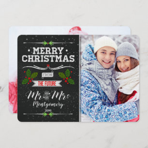 Cartes Pour Fêtes Annuelles Chalkboard Future M. et Mme Christmas 2 Photo