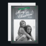 Cartes Pour Fêtes Annuelles Chalkboard Green Mistletoe Photo Card<br><div class="desc">Le This rustic chalkboard style invité est idéal pour un séjour nostalgic et on-tendance holiday greeting made exclusively for Zazzle. Mistletoe adents adorn each corner with white script typography printed on a chalkboard background. Add an Envelopments Holiday Stamp from our extensive postage collection to match parfaite with your greeting. Enveloppements...</div>