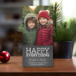 Cartes Pour Fêtes Annuelles Chalkboard - Happy Everything One Vertical Photo<br><div class="desc">Joyeux Tout ! Un Joyeux Noël branché et fantaisiste avec une image verticale. Peut être utilisé pour les fêtes de décembre ou vraiment n'importe quelle célébration. Crédit photo : Photographie © Storytree Studios,  Stanford,  CA</div>