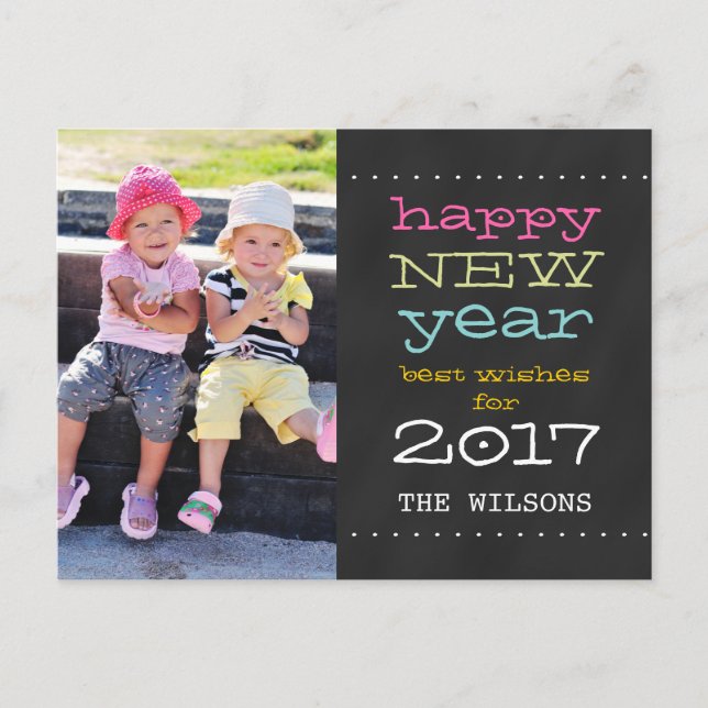 Cartes Pour Fêtes Annuelles Chalkboard Happy New Year Holiday Photo Postcard (Devant)