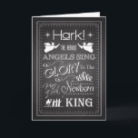 Cartes Pour Fêtes Annuelles Chalkboard Hark<br><div class="desc">Chalkboard Christian Christmas card with the song,  Hark ! Le chant du Herald Angels,  with angels,  north star,  swirls,  et la three wise. Give this trendy card to the Christian in your life to celebrate the birth of Jesus Christ.</div>