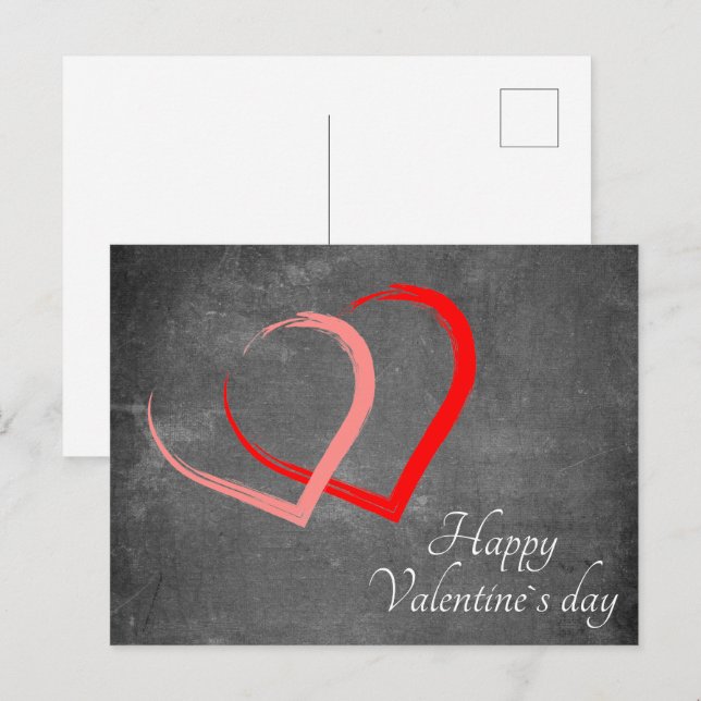 Cartes Pour Fêtes Annuelles Chalkboard Hearts Valentine`s Day Elégant (Devant / Derrière)