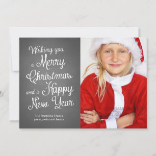 Cartes Pour Fêtes Annuelles Chalkboard Holiday Photo Christmas Wishes Coral