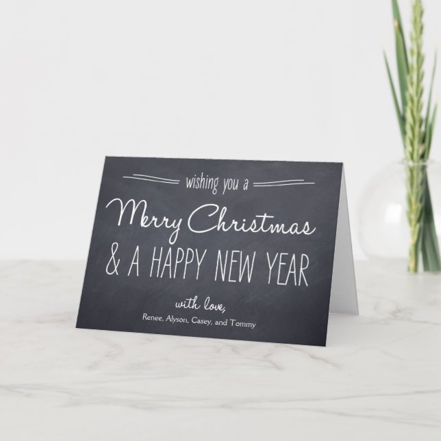 Cartes Pour Fêtes Annuelles Chalkboard Look Christmas Grey Card (Devant)