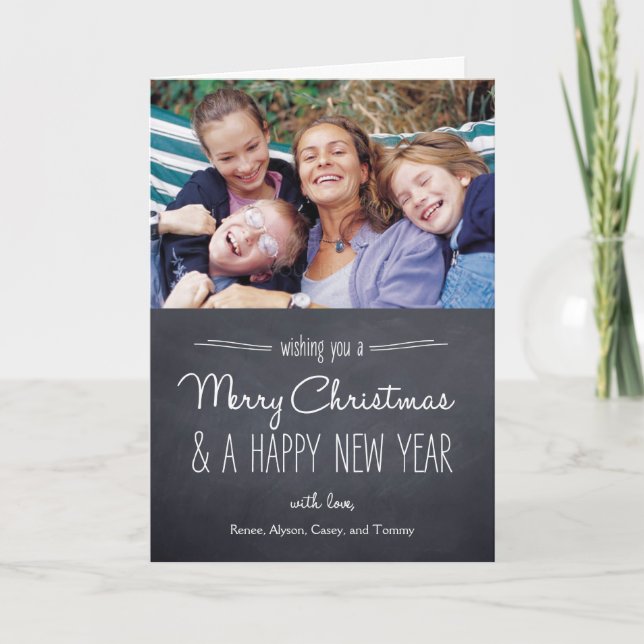 Cartes Pour Fêtes Annuelles Chalkboard Look Christmas Photo Card (Devant)