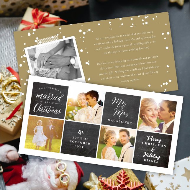 Cartes Pour Fêtes Annuelles Chalkboard Marié Little Christmas Photo Mariage (Créateur téléchargé)