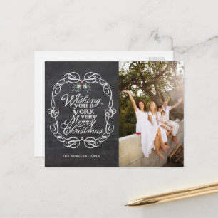Cartes Pour Fêtes Annuelles Chalkboard Mistletos Script Joyeux Noël Photo