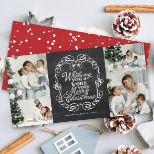 Cartes Pour Fêtes Annuelles Chalkboard Mistletos Script Joyeux Noël Photo