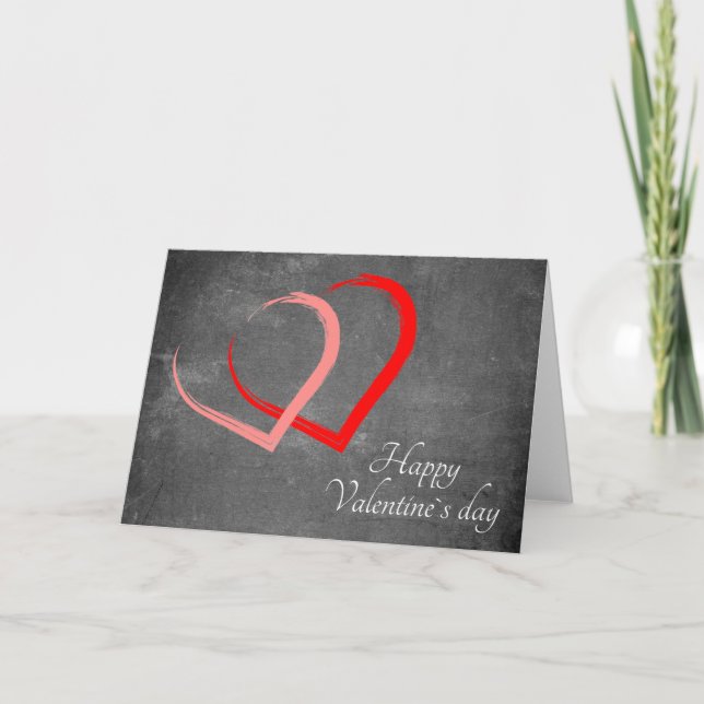Cartes Pour Fêtes Annuelles Chalkboard moderne Red Heart Valentine`s Day (Devant)