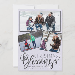 Cartes Pour Fêtes Annuelles Chalkboard neige bénédictions de Noël 3 photos