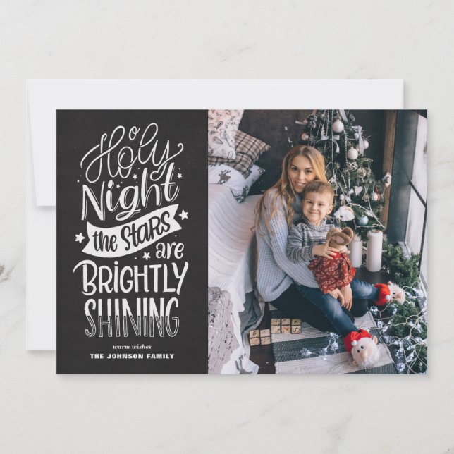 Cartes Pour Fêtes Annuelles Chalkboard O Holy Night Lyrics Christmas Photo (Devant)