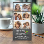 Cartes Pour Fêtes Annuelles Chalkboard Photo Collage Joyeux Noël Holly<br><div class="desc">Un design simple et moderne qui met en valeur vos photos. Si vous avez des problèmes avec votre image ou texte,  cliquez sur le bouton personnaliser et vous pourrez déplacer les choses et apporter des changements.</div>