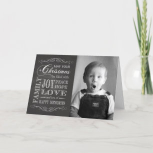 Cartes Pour Fêtes Annuelles Chalkboard photo personnalisée Noël rempli de joie