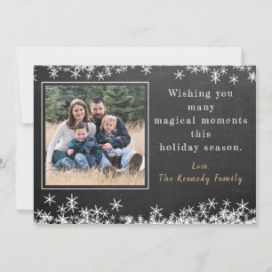 Cartes Pour Fêtes Annuelles Chalkboard Snowflake Family Photo Noël