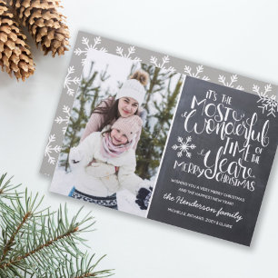 Cartes Pour Fêtes Annuelles Chalkboard Snowflake Joyeux Noël Photo  