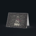 Cartes Pour Fêtes Annuelles Chalkboard Snowman Noël<br><div class="desc">Chalkboard bonhomme de neige avec la neige et les mots,  "Laisse-le neiger." Image de vecteezy.</div>